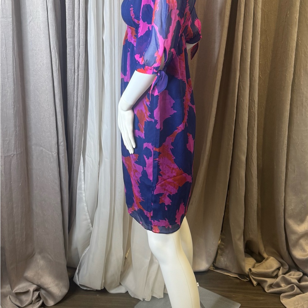 Diane Von Furstenberg Silk Genesis Dress Size 8 – Magenta & Navy Cheetah Print - Picture 8 of 11